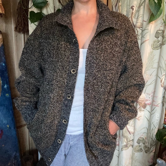 Vintage 90s Harbour Club Wool Chunky Button Down Cardigan Grandpa Sweater XL - Picture 6 of 7